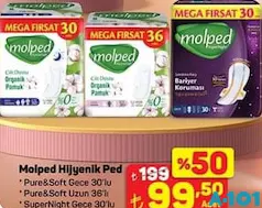Molped Hijyenik Ped Çeşitleri - A101'de 99,50 TL