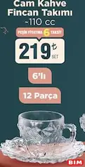 Glass in Love Cam Kahve Fincan Takımı 110 cc 6'lı 12 Parça Glass in Love Cam Kahve Fincan Takımı 110 cc 6'lı 12 Parça - BİM'de 219,00 TL