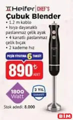 Heifer Çubuk Blender 1800 Watt Heifer Çubuk Blender 1800 Watt - BİM'de 890,00 TL