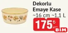 Dekorlu Emaye Kase 16 cm 1,1 l Dekorlu Emaye Kase 16 cm 1,1 l - BİM'de 175,00 TL