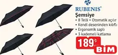 Rubenis Şemsiye Rubenis Şemsiye - BİM'de 189,00 TL
