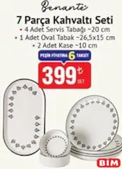 Benante 7 Parça Kahvaltı Seti Benante 7 Parça Kahvaltı Seti - BİM'de 399,00 TL