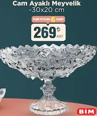 Glass in Love Cam Ayaklı Meyvelik 30x20 cm Glass in Love Cam Ayaklı Meyvelik 30x20 cm - BİM'de 269,00 TL