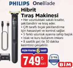 Philips Hibrit Tıraş Makinesi Philips Hibrit Tıraş Makinesi - BİM'de 749,00 TL