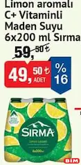 Sırma Limon Aromalı C+ Vitaminli Maden Suyu 6x200 ml - BİM'de 49,50 TL