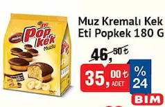 Eti Popkek Muz Kremalı Mini Kek 180 g - BİM'de 35,00 TL