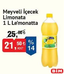 Le'monatta Meyveli İçecek Limonata 1 l - BİM'de 21,50 TL