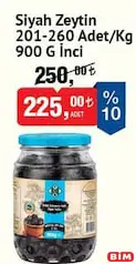 İnci Siyah Zeytin 900 g - BİM'de 225,00 TL