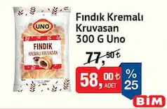 Uno Fındık Kremalı Kruvasan 300 g - BİM'de 58,00 TL
