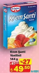 Dr. Oetker Krem Şanti Vanilinli 144 g - A101'de 49,50 TL