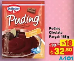 Dr. Oetker Puding Çikolata Parçalı 115 g - A101'de 32,50 TL