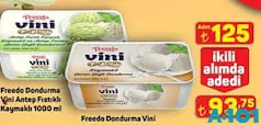 Freedo Vini Antep Fıstıklı Kaymaklı Dondurma 1000 ml - A101'de 125,00 TL