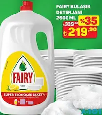 Fairy Bulaşık Deterjanı 2600 ml - A101'de 219,90 TL