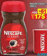 Nescafe Classic Kahve 200 g - A101'de 175,00 TL