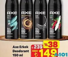 Axe Erkek Deodorant 150 ml Axe Erkek Deodorant 150 ml - A101'de 149,00 TL