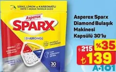 Asperox Sparx Diamond Bulaşık Makinesi Kapsülü Tableti 30'lu Asperox Sparx Diamond Bulaşık Makinesi Kapsülü Tableti 30'lu - A101'de 139,00 TL