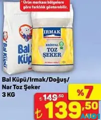 Toz Şeker 3 kg Toz Şeker 3 kg - A101'de 139,50 TL