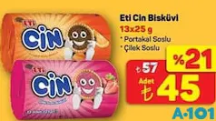 Eti Cin Bisküvi 13x25 g Eti Cin Bisküvi 13x25 g - A101'de 45,00 TL