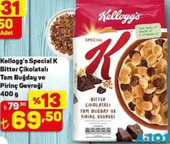 Kellogg's Special K Bitter Çikolatalı Tam Buğday ve Pirinç Gevreği 400 g Kellogg's Special K Bitter Çikolatalı Tam Buğday ve Pirinç Gevreği 400 g - A101'de 69,50 TL