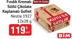 Nestle 1927 Fındık Kremalı Sütlü Çikolata Kaplamalı Gofret 12x28 g Nestle 1927 Fındık Kremalı Sütlü Çikolata Kaplamalı Gofret 12x28 g - BİM'de 119,00 TL