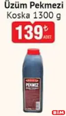 Koska Üzüm Pekmezi 1300 gr Koska Üzüm Pekmezi 1300 gr - BİM'de 139,00 TL