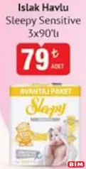 Sleepy Sensitive 90 Yaprak 3'lü Paket Islak Mendil Sleepy Sensitive 90 Yaprak 3'lü Paket Islak Mendil - BİM'de 79,00 TL