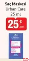 Urban Care Saç Maskesi 25 ml Urban Care Saç Maskesi 25 ml - BİM'de 25,00 TL