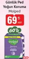 Molped Yoğun Koruma Normal 60'lı Günlük Ped Molped Yoğun Koruma Normal 60'lı Günlük Ped - BİM'de 69,00 TL