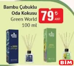 Green World Bambu Çubuklu Oda Kokusu 100 ml Green World Bambu Çubuklu Oda Kokusu 100 ml - BİM'de 79,00 TL