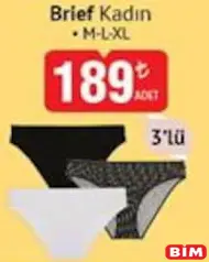 Dagi Brief Kadın 3'lü Dagi Brief Kadın 3'lü - BİM'de 189,00 TL