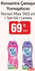 Vernel Max Yumuşatıcı 40 Yıkama 960 ml Vernel Max Yumuşatıcı 40 Yıkama 960 ml - BİM'de 69,00 TL