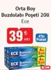 Ece Orta Boy Buzdolabı Poşeti 4x20'li Ece Orta Boy Buzdolabı Poşeti 4x20'li - BİM'de 39,00 TL