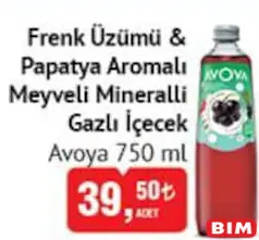 Avoya Frenk Üzümü &Papatya Aromalı Meyveli Mineralli Gazlı İçeçek 750 ml Avoya Frenk Üzümü &Papatya Aromalı Meyveli Mineralli Gazlı İçeçek 750 ml - BİM'de 39,50 TL