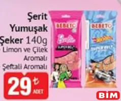 Bebeto Şerit Yumuşak Şeker 140 g Bebeto Şerit Yumuşak Şeker 140 g - BİM'de 29,00 TL