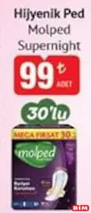 Molped Süpernight Gece 30'lu Hijyenik Ped Molped Süpernight Gece 30'lu Hijyenik Ped - BİM'de 99,00 TL