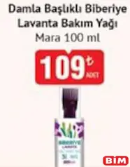 Mara Damla Başlıklı Biberiye Lavanta Bakım Yağı 100 ml Mara Damla Başlıklı Biberiye Lavanta Bakım Yağı 100 ml - BİM'de 109,00 TL