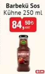 Kühne Barbekü Sos 250 ml Kühne Barbekü Sos 250 ml - BİM'de 84,50 TL