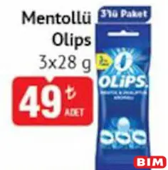 Olips Mentollü 3x28 g Olips Mentollü 3x28 g - BİM'de 49,00 TL