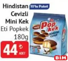Eti Popkek Hindistan Cevizli Mini Kek 180 gr Eti Popkek Hindistan Cevizli Mini Kek 180 gr - BİM'de 44,00 TL
