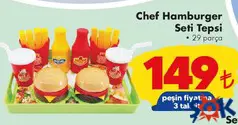 Oyuncak Chef Hamburger Seti Tepsi 29 Parça aktüel ürünü Oyuncak Chef Hamburger Seti Tepsi 29 Parça - ŞOK'da 149,00 TL