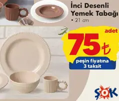 Keramika İnci Desenli Yemek Tabağı 21 cm aktüel ürünü Keramika İnci Desenli Yemek Tabağı 21 cm - ŞOK'da 75,00 TL
