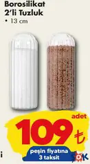 Borosilikat 2'li Tuzluk 13 cm aktüel ürünü Borosilikat 2'li Tuzluk 13 cm - ŞOK'da 109,00 TL