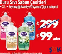 Duru Sıvı Sabun Çeşitleri 3 L aktüel ürünü Duru Sıvı Sabun Çeşitleri 3 L - ŞOK'da 99,00 TL