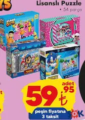 Lisanslı Puzzle 54 Parça aktüel ürünü Lisanslı Puzzle 54 Parça - ŞOK'da 59,95 TL