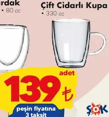 Paşabahçe Çift Cidarlı Kupa 330 cc aktüel ürünü Paşabahçe Çift Cidarlı Kupa 330 cc - ŞOK'da 139,00 TL