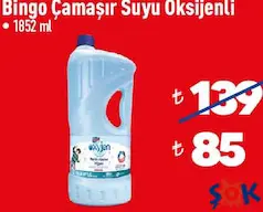 Bingo Çamaşır Suyu Oksijenli 1852 ml aktüel ürünü Bingo Çamaşır Suyu Oksijenli 1852 ml - ŞOK'da 85,00 TL