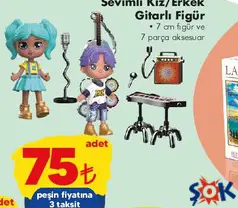 Sevimli Kız/Erkek Gitarlı Figür Oyuncak aktüel ürünü Sevimli Kız/Erkek Gitarlı Figür Oyuncak - ŞOK'da 75,00 TL