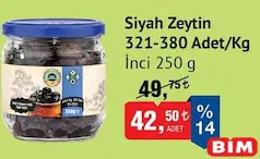 İnci Siyah Zeytin 250 g İnci Siyah Zeytin 250 g - BİM'de 42,50 TL