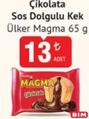 Ülker Magma Çikolata Sos Dolgulu Kek 65 g - BİM'de 13,00 TL