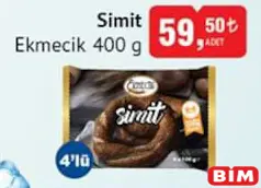 Ekmecik Simit 4'lü 400 g - BİM'de 59,50 TL